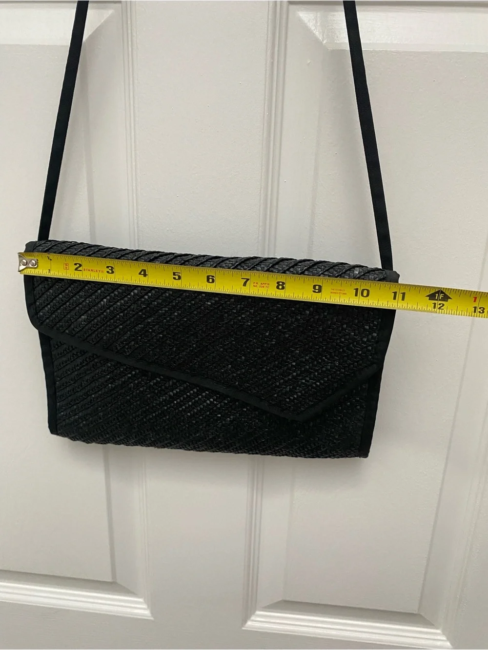 Mid Century Modern (MCM) Black Woven Envelope Crossbody Clutch